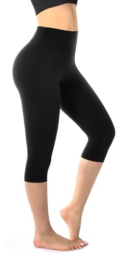 Walifrey Capri Leggings for Women, Buttery Soft High Waisted Leggings for Gym Yoga Workout (Black LXL)