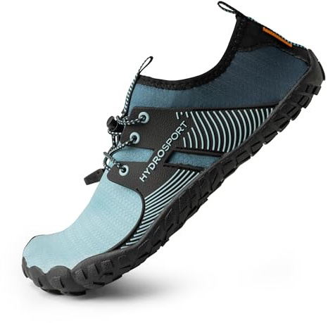 FITKICKS HydroSport Land-to-Water Footwear, Unisex Barefoot Shoes, Ideal for Beach, Yoga, Surf, Camping Accessories, Versatile Barefoot Shoes for Men and Women - Teal, Men's 6 / Women's 8
