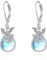 Phönix Mondstein Ohrringe Sterling Silber baumeln Drop Leverback Ohrringe Feuer Nirvana Phönix Vogel Rising Schmuck Geschenke für Frauen Mädchen