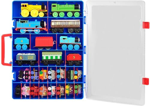 ALCYON Toy Storage Case - Compatible with Thomas & Friends MINIS Engines & Disney Doorables Collectible Mini Figures - Blue (Box Only)