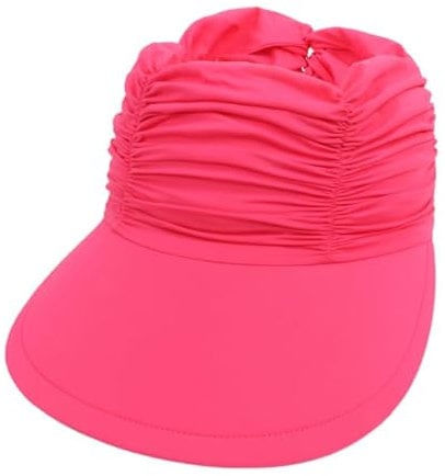 JIAHG Sun Visor Hüte Damen Faltbar Visor Cap Kappe mit großer Krempe UPF 50+ Sonnenschutz Sonnenhut Sommerhut Damen Strand Hut Outdoor Sonnenblende Sonnenschild Golf Tenniskappe (Polyester, Rot)