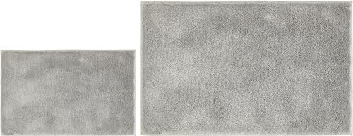 andiamo Badematte rutschfest Florida - Badezimmerteppich weich und flauschig - Badteppich rutschfest waschbar Duschvorleger Badvorleger für Badezimmer 2er Set 40 x 60 cm + 60 x 100 cm grau