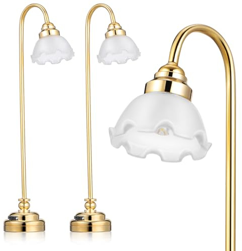 OSALADI Mini-Puppenhauslampe 2 Stück Batteriebetriebene Miniatur-Tischlampe Mit Blumenschirm Puppenhaus-Lampen-Dekor Für Puppenhaus Beleuchtung Mini-Haus-Dekor Und DIY-Miniaturszene