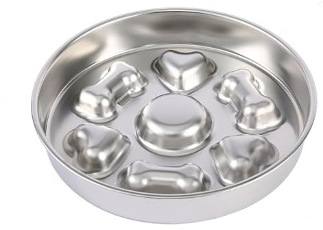 Slow Eating Metal Dog Dish | Metal Slow Feeder Bowl | Stainless Steel Slow Feeder Dog Bowl, Slow Feeder Dog Bowls for Dogs for Dry and Wet Food, Stainless Steel, Prevents Bloating and Obesity