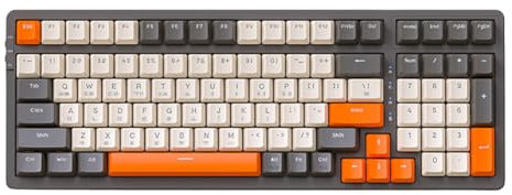 JUCHRZEY Teclado mecánico inalámbrico Tres Modos Teclado de computadora 100 Teclas Teclado Compatible con Escritura silenciosa BT5.0/2.4Ghz/Tipo-C con Cable para Juegos de Deportes electrón