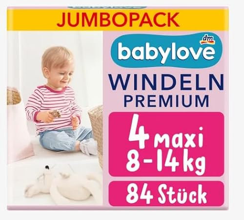 babylove Windeln Premium Gr. 4 Maxi (8-14 kg), Jumbo Pack, 84 Stück