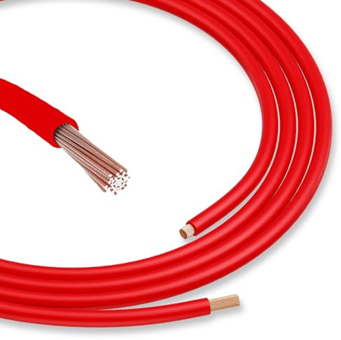CusoTec 2 metri H07V-K 16 mm² nero o rosso, cavo di cablaggio flessibile, cavo da 16 mm2, cavo singolo a filo singolo, per armadietto, barche (rosso)