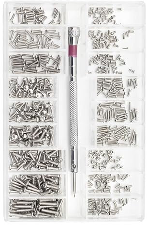lcyen 500 Stück Mini Schrauben Kit, M1.2 M1.4 M2 Winzige Mikroschrauben,mit 18 verschiedenen Spezifikationen von Rundkopfschrauben, Mikroschrauben, für Brillen Laptop Uhren(Silber (L))