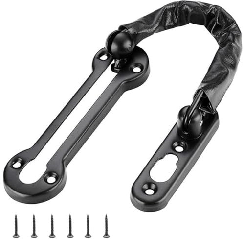 Verrou de protection de porte à chaîne avec ressort de sécurité, loquet à pression antivol pour porte intérieure et serrure de porte avant supplémentaire, noir mat