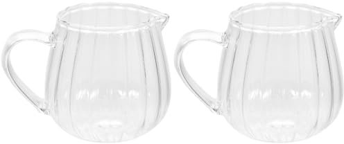 Amosfun Pichet à Lait En Verre Avec Bec Verseur, Mini Carafe En Verre Transparent Pour Café, CrèMe, Sauce, 100ml, Lot De 2, IdéAl Pour Cuisine Et Bar à Café
