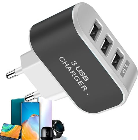 Bloc de Chargeur à Charge Rapide, Chargeur multiport USB - Prise de Chargeur USB Lumineuse 3 | Ports Multiples intelligents, Chargeur portatif d'adaptateur Mural pour Ordinateur Portable