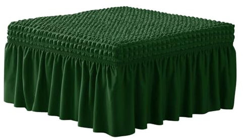 ZJQJRMB Seersucker Ottomane Schonbezug Rechteckig,Weich Hockerbezug Mit Rock Antirutsch Bezug Für Ottomane Waschbar Sofahusse-Green-A||L