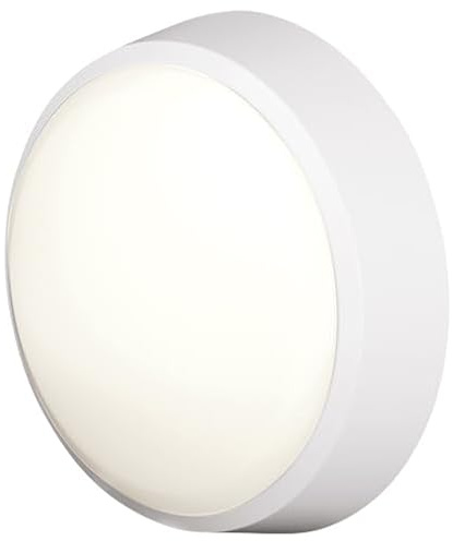 4lite Pylus Outdoor Round Wall Light (White) 1100lm Bulkhead IP54 LED Integrated Exterior Light - 4L2/3215-4Yr Guarantee