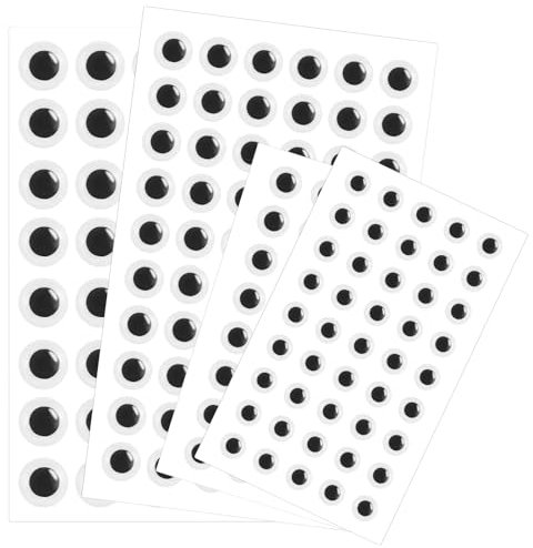 JIYIN 177 Stück Selbstklebend Wackelaugen, 8/10/12/15mm Kulleraugen Selbstklebend Kunststoff zum Basteln Puppe Augen Wiggle Eyes Bastelaugen für Handwerk Spielzeug Scrapbooking