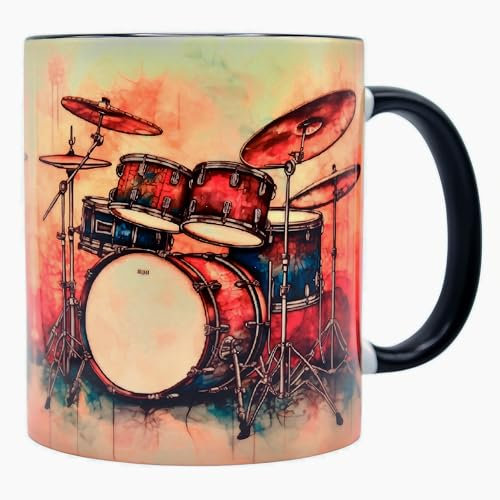 Shopi Zone Taza de Cerámica con Diseño de Batería Musical - Pasión por la Música en Efecto Artístico
