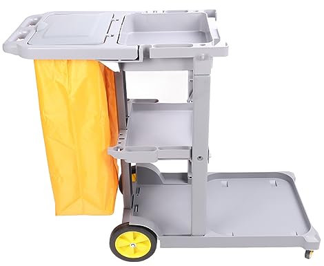 Gewerblicher Hausmeisterwagen 3 -Tier Multifunktional Reinigungswagen Hotel Flughafen Grauer Plastik