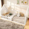 OOIILLEE Lit cabane Enfants 90x200, en Forme de Fenêtre, lit Montessori avec Barriere, lit au Sol avec sommier à Lattes, en Bois de pin, Blanc