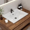 HOROW Lavabo encastré, rectangulaire, en céramique, 60 cm de large, blanc, pour meuble inférieur, avec trop-plein, idéal pour les toilettes d'invités et les petites salles de bains
