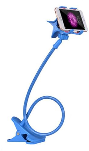 Handy Halter Schwanenhals, Universal Handyhalterung aus Eisen 360 Rotation Mit Clip, Flexible Lang Arm Einstellbar, Lazy Handy Halter Ständer für Smartphone für Bett, Schreibtisch, Auto (Blau)