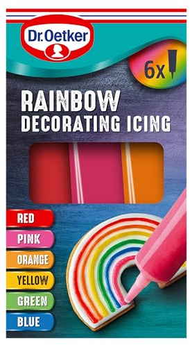 Dr. Oetker Rainbow Decorating Writing Icing 6 x coloured icing tubes 102g