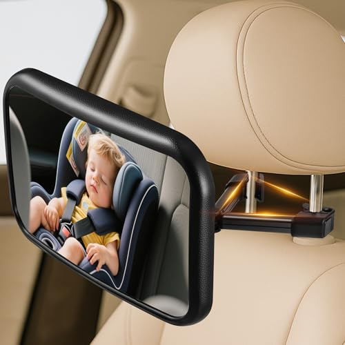 Spiegel Auto Baby Rückbank, 100% bruchsicherer und 360° drehbarer Autospiegel Baby Rücksitz, Spiegel Auto Rücksitz mit verbessertem Hakenclip für sichere und klare Sicht