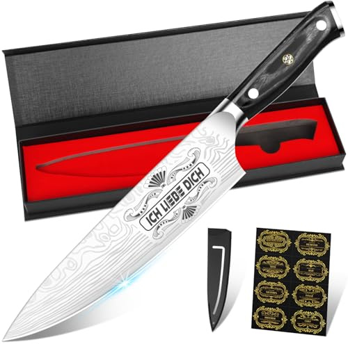 MOSFiATA Küchenmesser Mama Papa Geschenk, Kochmesser Profi Chefmesser 20 cm | Geschenke für Papa Mama, Geburtstagsgeschenk für Männer Frauen, Frauengeschenke Männergeschenke