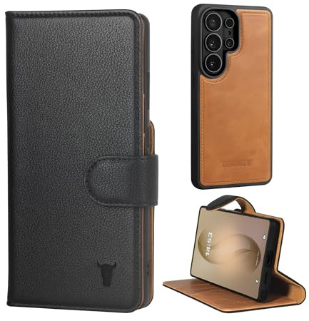 TORRO Lederhülle kompatibel mit Samsung Galaxy S26 Ultra 5G 2026 – Leder Bumper Hülle mit Magnetisch Abnehmbarer Brieftasche mit Ständer (Schwarz)