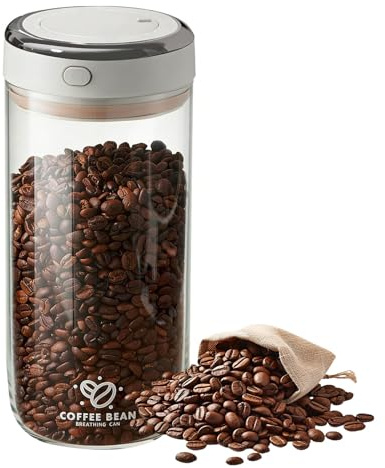 Pynzeka Boite a Cafe Hermetique en Verre Boite a Cafe en Grain Verre pour Grains de Café Noix Cacao Feuilles de Thé (1700ml)