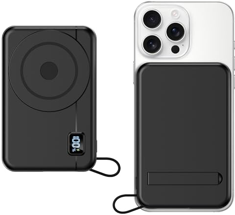 Power Bank Magnético 10000mAh Batería Externa - Inalámbrica Carga Rápida Compatible con iPhone 17/16/15/14/13/12, Cargador Portátil Ultra Slim con Entrada y Salida Tipo C, Pantalla LED