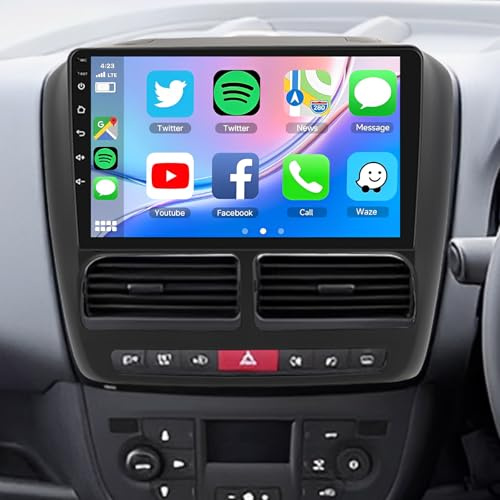 2G+64G Android 15 Car Stereo Replacement for Fiat Doblo 2010-2015, for Carplay Android Auto, 2DIN Car Radio with 9 Inch Touchscreen GPS Nav WiFi Bluetooth Mirror Link FM/RDS/DAB+ Backup Camera