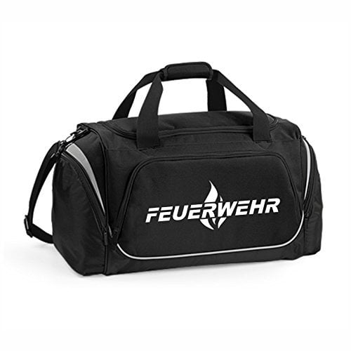 Hochwertige Feuerwehr Sporttasche - 62x32x30cm - 55 Liter - Tasche - Umhängetasche - Fitnessbag - Bag - Tragetasche - Reisetasche - Rettungsdienst - THW - Sportbag (Schwarz)