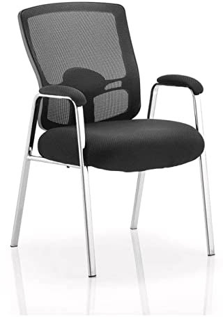 Portland BR000115 Visitor Fabric Chair with Mesh Back and Arms - Black