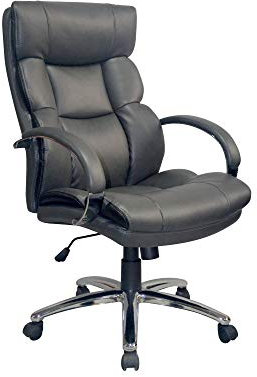 byLIVING Chefsessel PAUL-XXL/ bis 150 kg belastbar /Federkern-Sitz /Gestell Metall verchromt /Armlehnen gepolstert/Bezug Kunstleder dunkelgrau /Absatz schwarz /B 64, H 108-118, T 72 cm