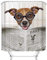 Boyouth Lustiger Hund Lesung Zeitung mit Brille Muster Digitaldruck Bad Duschvorhang für Badezimmer Dekor, Polyester wasserdichter Stoff Badvorhang mit 12 Haken, 180 x 180 cm, Mehrfarbig