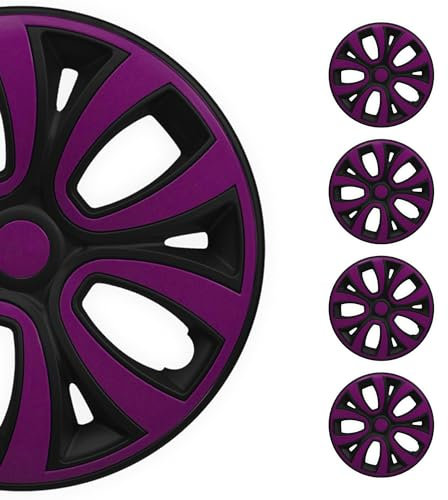 OMAC 4X Radkappen Radzierblenden Radblenden 14 Zoll Stahlfelgen Glänzend Schwarz-Lila