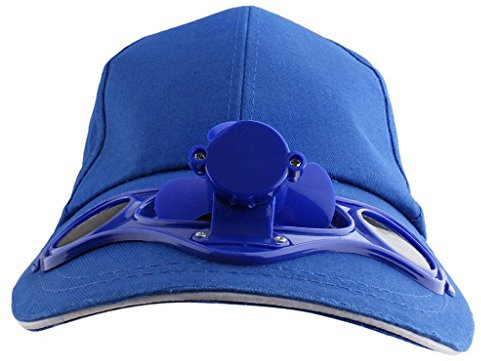 Perfeclan Sonnenenergie Ventilator Kappe Sommer Outdoor Lüfter Baseball Cap Kappe, Blau