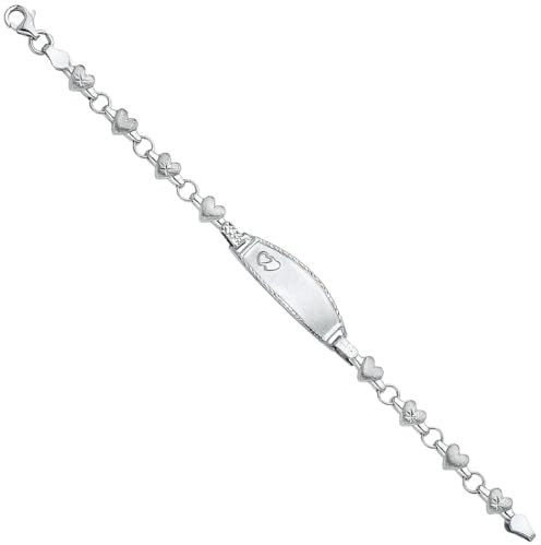 14 Karat Weißgold Stampato Oval Jungen und Mädchen ID Armband Schmuck Geschenke für Frauen