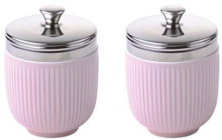 BIA International - Egg Coddler - Porcelain - Egg Poachers - Glazed Finish Design - Kitchen Gadgets - Egg Cooker - Gift Box - Celadon Pink - Set of 2