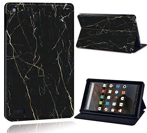 FINDING CASE Fit Amazon Fire 7 (5th Gen 2015) Tablet - Printed PU Flip Leather Smart Lightweight Shell Stand Cover Case for Fire 7 (5th Gen 2015) (Fire 7 (5th Gen 2015), nero marquina marble)