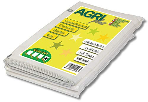Cubre Piscinas, Lona Impermeable, toldo Camping, resiste Rayos UV, Bordes Reforzados, Fuerte y Resistente a roturas (150 g/m² - Blanco, 04 x 06m)