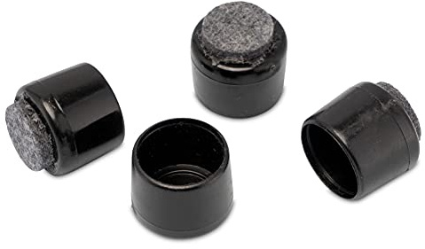 4 Möbelgleiter Stuhlgleiter mit Filz - Stuhlbeinkappen für runde Rohre, Kunststoff, Schwarz (25 mm)