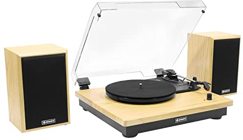Platino Vinilo Divarte TT 400 BT Gira Disco Bluetooth con par de Altavoces estéreo. Lector de Vinilo de 3 velocidades 33/45/78 Vueltas. Lector USB/Bluetooth Cubierta Protectora contra el Polvo