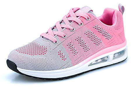 Youecci Womens Trainers Ladies Lightweight Mesh Running Shoes Air Cushion Sneakers Breathable Walking Shoes Size 2 Pink, Manufacturer Size 35