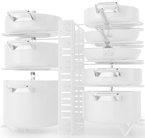 G-TING Topfständer, 8 Ebenen, Töpfe und Pfannen-Organizer zum Ordnen und Aufbewahren in der Küche, verstellbare Topfdeckelhalter und Pfannenregal, Deckel-Organizer für Töpfe und Pfannen mit 3