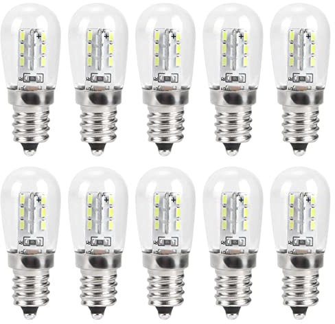 Pilipane Kühlschrank-Glühbirne mit 1. 10 Stück E12 LED-Glühbirne (weiß),5 W AC 230 V Design, Glühbirne für Landschafts-Glühbirnen-Schrankbeleuchtung, Restaurant, eingebettetes Licht, Hotel-Tischla