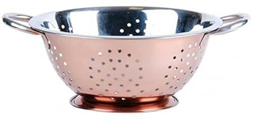 TRTO 1x Rose Gold Colander with Handles Drainer Pasta Stainless Steel Vegetables