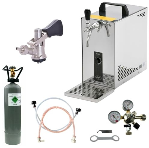 BieTal® Bierzapfanlage Bierkühler mobile Zapfanlage 35 Liter/h Durchlaufkühler KOMPLETTSET - KEG Korb - CO2 2 kg