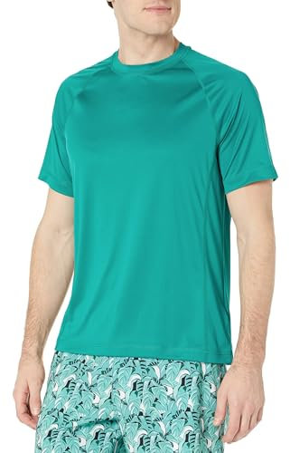 Amazon Essentials Herren Schmal Geschnittenes, Kurzärmeliges, Schnelltrocknendes UPF 50-Bade-T-Shirt, Blaugrün, M