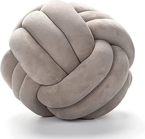 Evimstil Knoten-Ball-Kissen Knotenkissen Handgemachtes Baby-Haar-Kissen-Plüschtier-Dekoratives Wurfs-Kissen für Schlafzimmer-Sofa-Auto-Büro-Spielraum,Grey,22cm