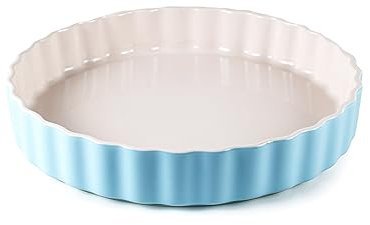Hanseküche piatto per quiche in ceramica da 28 cm - piatto rotondo per crostate con rivestimento antiaderente e bordo alto, piatto per crostate di frutta, resistente ai graffi e ai tagli (azzurro)